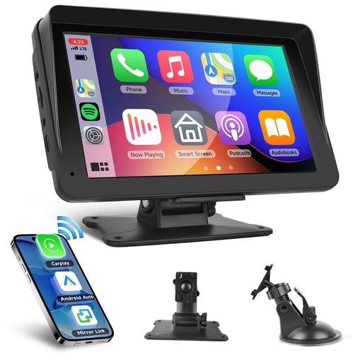 7インチポータブルカーオーディオナビゲーション一体型簡単着脱ミラーリング機能付き「AppleCarPlay」「AndroidAuto」対応Bluetooth/USB/AUX入力/車載FMトランスミッターナビゲーション音楽スマホ