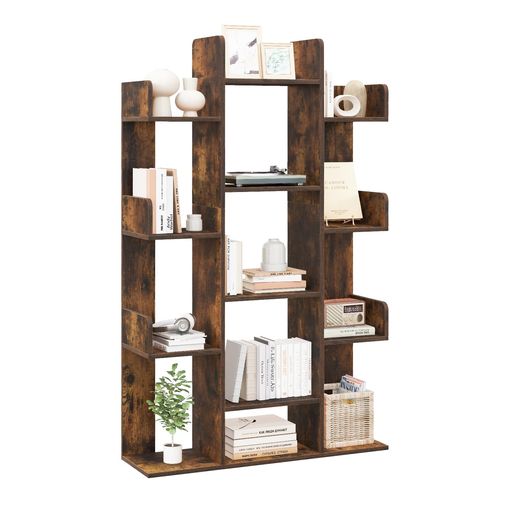 Wall Furniture - オープンシェルフオープンラック13段ディスプレイラック幅86x奥行23.5x高さ140.5cm転倒防止設計本棚書籍収納リビング収納収納棚飾り棚間仕切ラック大容量おしゃれ