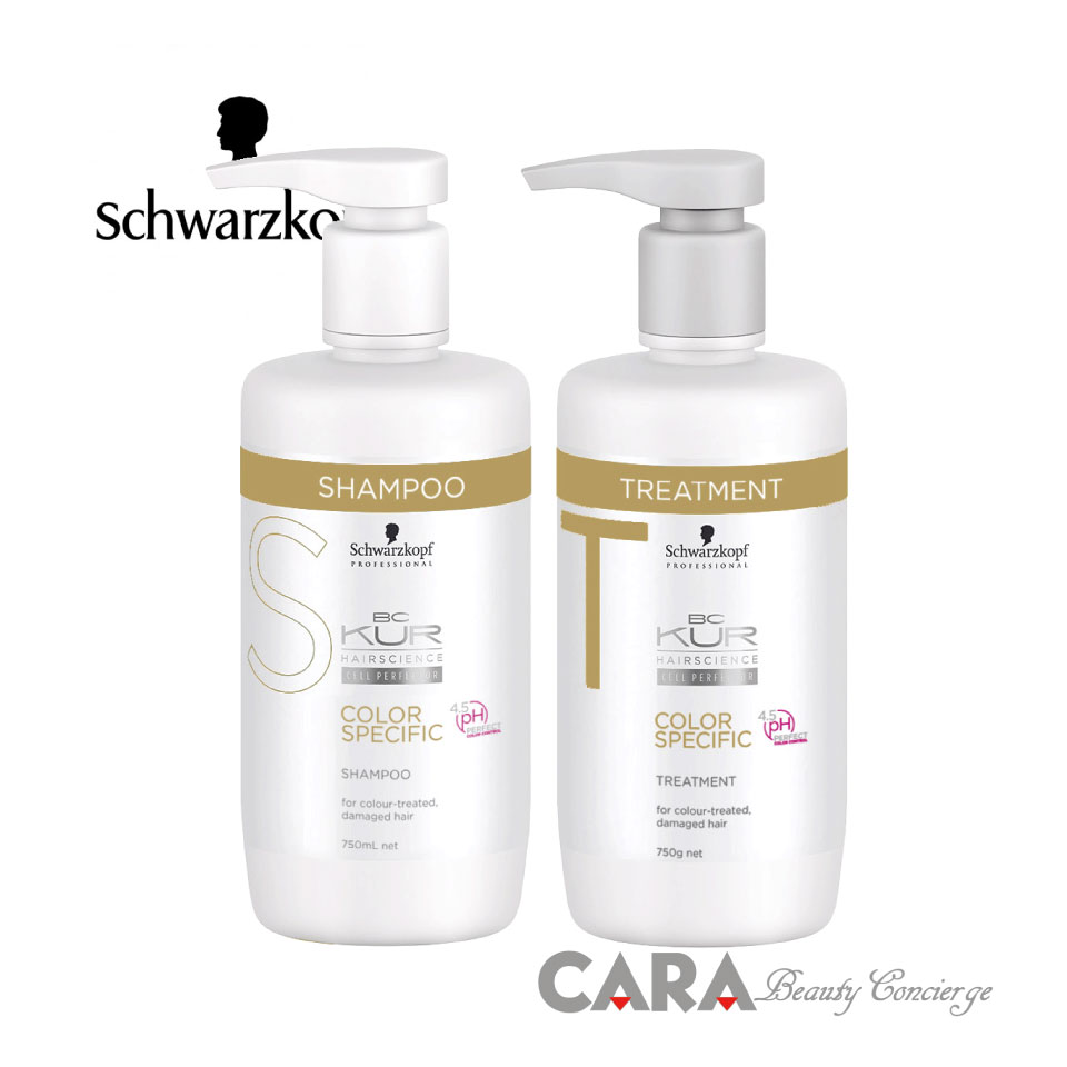 商品名シュワルツコフ　BCクアカラースペシフィーク　シャンプー＆トリートメント　セット内容量750ml＆750g特徴 染めたての色・ツヤが続き、しっとりエレガントな落ち着きある髪へ 【シャンプー】 カラー後のアルカリに傾いた不安定な髪を1本1本包みこんで、カラー染料の流出を抑えながらやさしくしっとり洗い上げます。 【トリートメント】 カラーによるダメージを受けた毛髪内部を高密度補修するとともに、やさしく引きしめて、カラー染料の流出を防ぎ、色持ちのよいしっとりしたツヤ髪に導きます。※フルーティフローラルの香り 使用方法【シャンプー】髪を充分に濡らしてから、適量を髪全体につけ、やさしく泡立て洗った後のち、よくすすいでください。 【トリートメント】シャンプー後、軽く水気をとり、適量を髪全体になじませます。2分程度放置したのち、よくすすいでください。 成分【シャンプー】 水、コカミドプロピルベタイン、ココイルイセチオン酸Na、グリセリン、ヤシ油、アルキルグルコシド、ラウロイルグルタミン酸ジ（フィトステリル/オクチルドデシル）、乳酸、水酸化Ca、加水分解ケラチン（羊毛）、セリン、グリシン、グルタミン酸、アラニン、アルギニン、リシン、トレオニン、プロリン、フェノキシエタノール、ポリクオタニウム-22、ヤシ油脂肪酸PEG-7グリセリル、PEG-40水添ヒマシ油、パンテノール、PG、メチルイソチアゾリノン、ベタイン、エタノール、ステアルジモニウムヒドロキシプロピル加水分解ケラチン（羊毛）、イソステアロイル加水分解コラーゲンAMPD、PCA-Na、ソルビトール、香料 【トリートメント】水、セテアリルアルコール、ジメチコン、炭酸ジカプリリル、ベヘントリモニウムクロリド、ジステアロイルエチルヒドロキシエチルモニウム、メトサルフェート、加水分解ケラチン（羊毛）、ラウロイルグルタミン酸ジ（フィトステリル/オクチルドデシル）、ステアルジモニウムヒドロキシプロピル加水分解ケラチン（羊毛）、乳酸、水酸化Ca、セリン、グリシン、グルタミン酸、アラニン、アルギニン、リシン、トレオニン、プロリン、パンテノール、オプンチアフィクスインジカ種子油、アマナズナ種子油、野菜油、ステアラミドプロピルジメチルアミン、セトリモニウムクロリド、フェノキシエタノール、アモジメチコン、メチルパラベン、ビスアミノPEG/PPG-41/3アミノエチルPG-プロピルジメチコン、イソプロパノール、クエン酸、ポリクオタニウム-10、テトライソステアリン酸ペンタエリスリチル、アンズ核油、イソステアロイル加水分解コラーゲンAMPD、PCA-Na、ジカプリリルエーテル、デシルグルコシド、ベタイン、エタノール、オレイン酸グリセリル、ソルビトール、香料