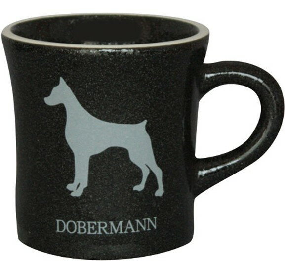 【在庫限り】モノクロ　マグカップ　ドーベルマン犬雑貨　犬グッズ