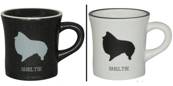 【在庫限り】モノクロ　マグカップ　シェルティー犬雑貨　犬グッズ