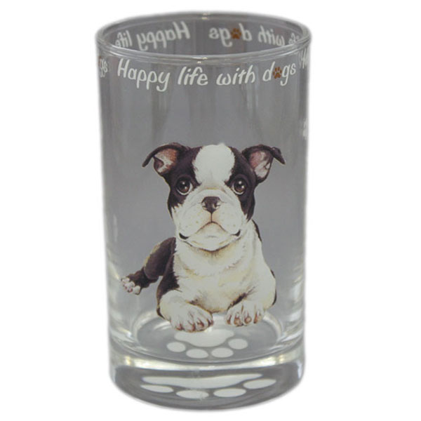 わんコレ　ガラスタンブラー　【S36　ボストンテリア】犬雑貨　犬グッズ