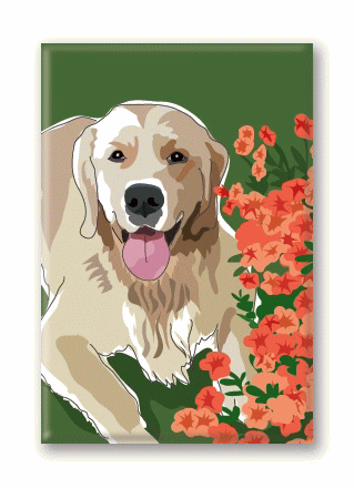 在庫限り　マグネットシリーズ【ゴールデン・フラワー】輸入雑貨　犬雑貨　犬グッズ