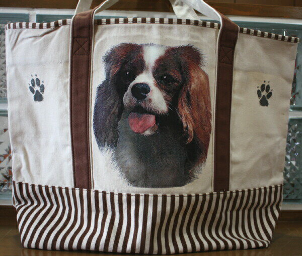 在庫限り　プリントトートバッグ【キング・チャールズ・スパニエル　NO2　輸入雑貨　犬雑貨　犬グッズ】