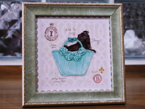 アートフレーム【黒パグ】犬雑貨　犬グッズ・パググッズ