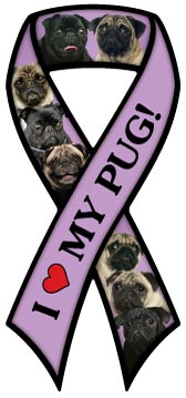 在庫限り　ドッグブリード　リボン　カーマグネット【パグ】【パープル】輸入雑貨　犬雑貨　犬グッズ・..