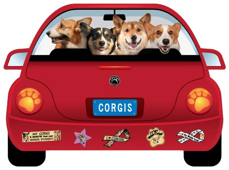 在庫限り　パップモービル　カーマグネット　【コーギー】輸入雑貨　犬雑貨　犬グッズ