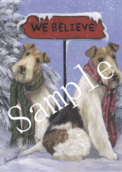 在庫限り クリスマスカード【ワイアーフォックス・テリア】輸入雑貨 犬雑貨 犬グッズ