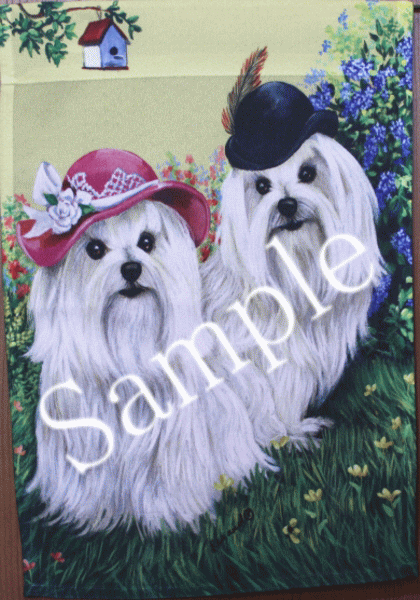 在庫限り　ガーデンフラッグ【マルチーズ】輸入雑貨　犬雑貨　犬グッズ