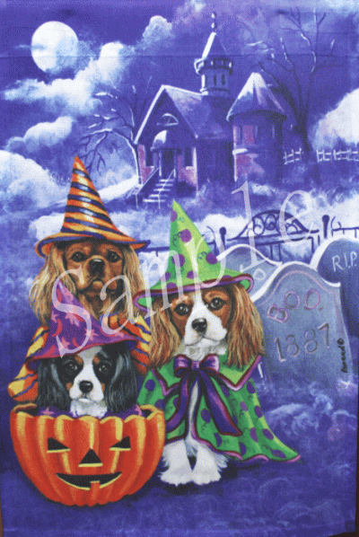 在庫限り　ガーデンフラッグ【ハロウィン　キャバリア】輸入雑貨　犬雑貨　犬グッズ