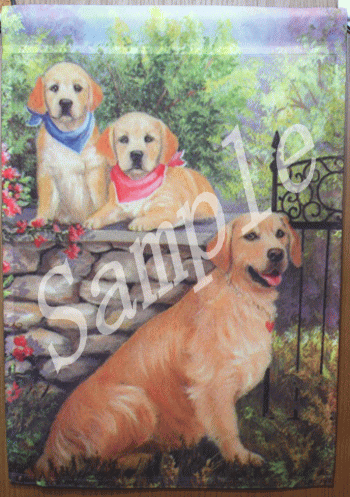 在庫限り　ガーデンフラッグ【ゴールデン　ファミリー】輸入雑貨　犬雑貨　犬グッズ