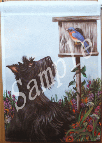 在庫限り　ガーデンフラッグ【スコティッシュ・テリア/スコッチ　バード】輸入雑貨　犬雑貨　犬グッズ