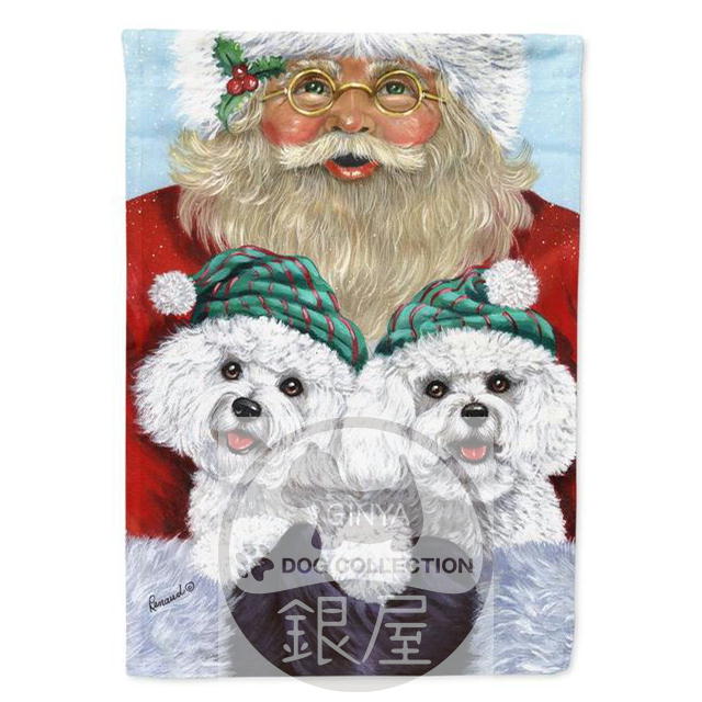 【N】ガーデンフラッグ【ビションフリーゼ Santa Christmas】輸入雑貨　犬雑貨　犬グッズ