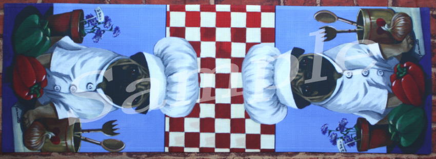 在庫限り　テーブルランナー　【パグ】【Pug Veggie Chef】輸入雑貨　犬雑貨　犬グッズ