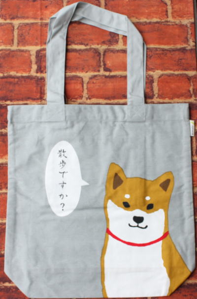 A4トートバッグ　フレームしばたさん　グレイ【犬雑貨・犬グッズ・柴犬】
