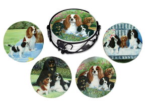 セラミックコースター・4枚セット【キャバリア・キング・チャールズ・スパニエル】犬雑貨・犬グッズ・輸入雑貨【RCP】【楽ギフ_包装選択】
