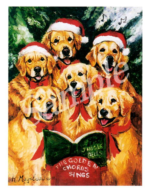 クリスマスカード Ruth【ゴールデン　jingle bell】輸入雑貨　犬雑貨　犬グッズ クリスマス　クリスマスカード　Xmas