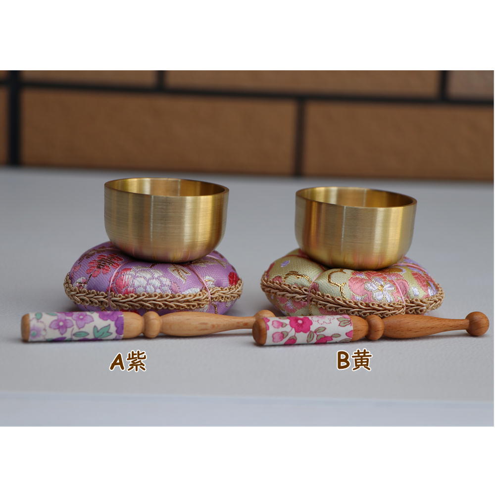 金襴花おりんセット 犬・猫・花柄・小さなおりん・お盆・仏具・ペットメモリアル・手元供養・仏壇