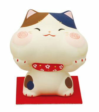 福々ほっぺ猫/三毛 置物 オブジェ 猫雑貨 猫グッズ・縁起もの