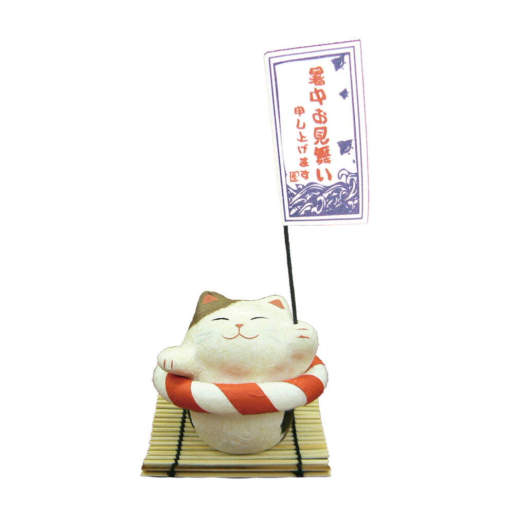 在庫限り　ちぎり和紙　夏の贈り物　猫置物　オブジェ　猫雑貨　猫グッズ 1