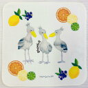 ☆ハンカチ☆フルーツとハシビロコウ【鳥雑貨・ことりグッズ】