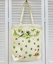 キャンバストートバックM ブルーベリーの花とシマエナガ【鳥 雑貨・ことりグッズ】