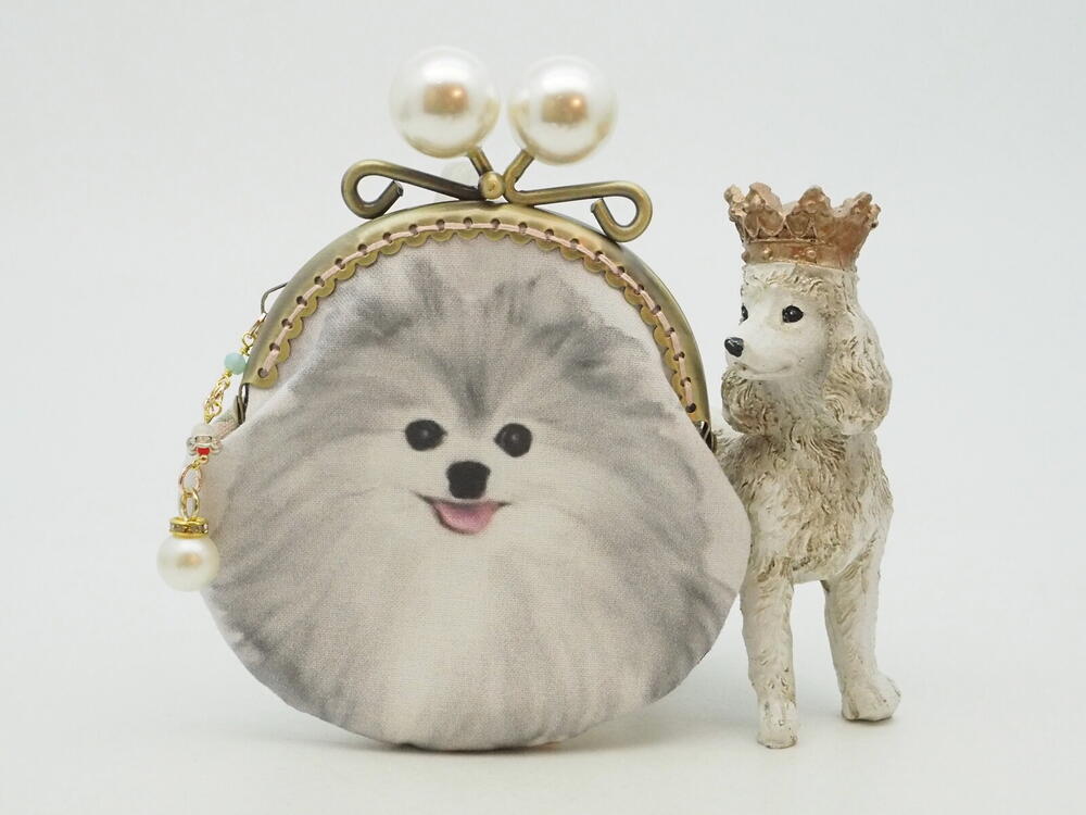 気持ち華やぐがま口ポーチ・コインケース（口金8.5センチ)ポメラニアン 犬雑貨・犬グッズ