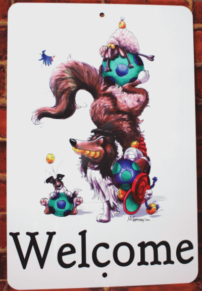 【在庫限り】ウェルカムプレート【コリー】輸入雑貨　犬雑貨　犬グッズ ウェルカムボード
