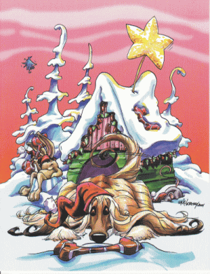 在庫限り クリスマスカード【アフガンハウンド】輸入雑貨 犬雑貨 犬グッズ