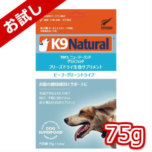 訳あり【K9Natural(ケーナインナチュラル）】フリーズドライ ビーフグリーントライプ75g（100％ナチュラル/補助食）【k9ナチュラル】【RSL】