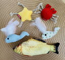 猫 おもちゃ 送料無料 魚 一人遊び おもちゃセット(魚・クジラ2個・カニ・ヒトデ)キッカー けるぬいぐるみ ぬいぐるみ ねこ クリックポスト 同梱不可 日時指...