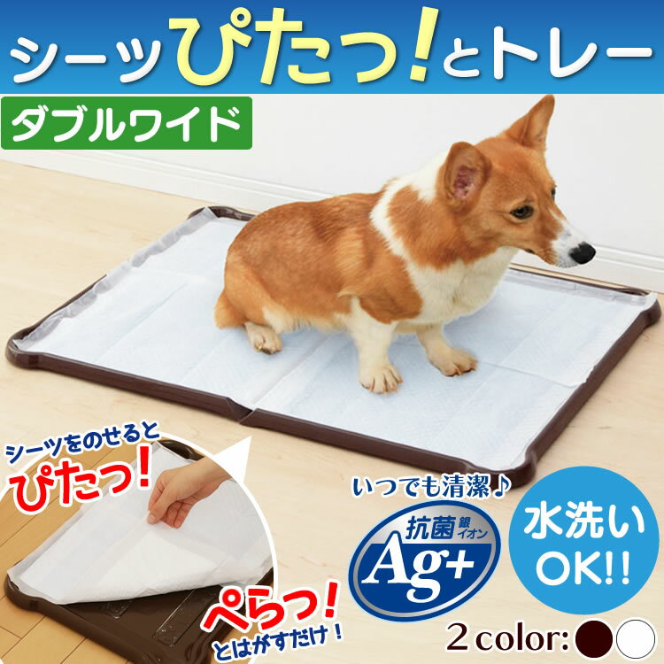 【10％ポイント還元！】犬 トイレ トレー おしゃれ シーツぴたっとトレー ダブルワイド P-SPTD ホワイト ブラウン トイレトレー トイレ本体 トイレ容器 ペット用品 犬用品 しつけ 犬用トイレ アイリスオーヤマ ペット マット 足上げ