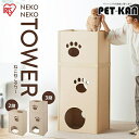 キャットタワー 大型猫 シニア ダンボール 木製 キャットウォーク シニア 低め 強化段ボール 猫 おもちゃ ねこねこタワー アイリスオーヤマ P-NT2 P-...