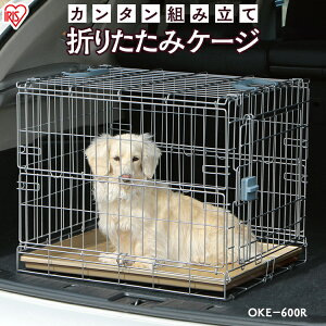 折りたたみケージ OKE-600R シルバー 犬 猫 ゲージ 屋根付き ハウス 持ち運び キャリー 小型犬 中型犬 簡単 折り畳み おしゃれ ドライブ お出かけ 室内 移動 病院 通院 避難 防災 アイリスオーヤマ 【あす楽】