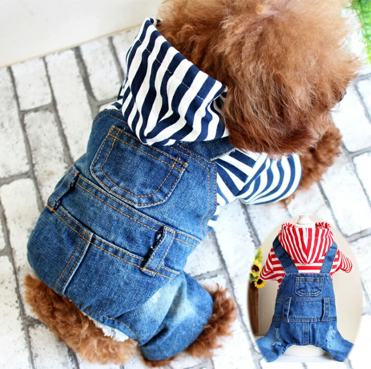 デニム ボーダー チェック ストライプ カバーオール つなぎ オーバーオール ジーンズ パンツ パーカー ダメージ 春 夏 秋 冬 オールシーズン チワワ ダッ...