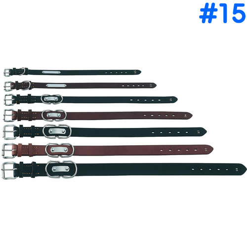 【抽選で最大100%ポイントバック！】 岡野製作所 油入ドイツなめし平首輪 #15 (ブラック、ブラウン)