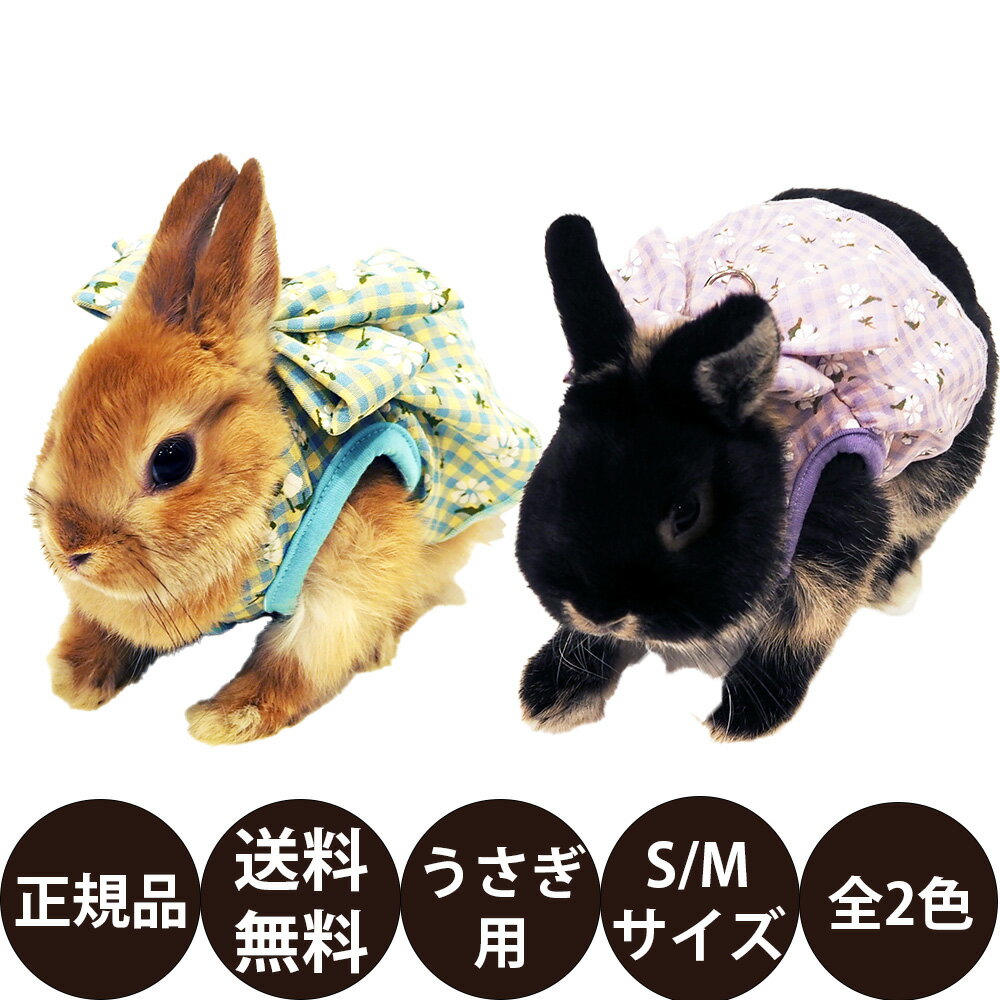 [ 正規品 送料無料 ] rabbit ランランハーネスウエア チェック柄ドレス S M ( イエロー ベージュ ) [ うさぎ ハーネスウエア 服 ハーネスウェア チェック 花柄 ]