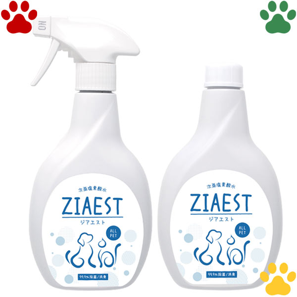 楽天ナチュラルスタイル for Pets【11】ペッツバリュー　消臭除菌剤　ジアエスト　本体 400ml＋付替え 400ml　オールペット次亜塩素酸水　弱酸性　日本製　国産　犬　猫　うさぎ　モルモット　小動物　速効　ウイルス　除菌　消臭　ZIAEST　ALL PET