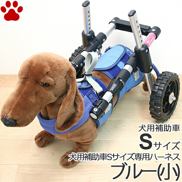 【0】[お取り寄せ] ペットアドバンス　ドギーサポーター　S　専用ハーネス セット　小　ブルー　犬用補助車+ハーネス　小型犬用日本製　後ろ足　歩行器　歩行補助　車椅子　補助輪　散歩車　介護　補助　散歩　組み立て　吊り紐付き　犬　ピカコーポレイション