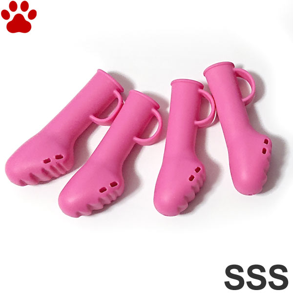 楽天ナチュラルスタイル for Pets【0】 ペットアドバンス　ドッグブーツ　パウテクト　レインブーツタイプ　SSS　超小型犬　4個入　マットピンク日本製　肉球保護　保湿　滑り止め　モチモチ　シンプル　無地　オールシーズン　雨　長靴　ブーツ　靴　犬　　Pawtect　ピカコーポレイション