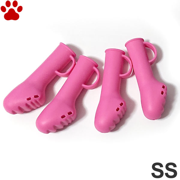 楽天ナチュラルスタイル for Pets【0】 ペットアドバンス　ドッグブーツ　パウテクト　レインブーツタイプ　SS　超小型犬　4個入　マットピンク日本製　肉球保護　保湿　滑り止め　モチモチ　シンプル　無地　オールシーズン　雨　長靴　ブーツ　靴　犬 Pawtect ピカコーポレイション