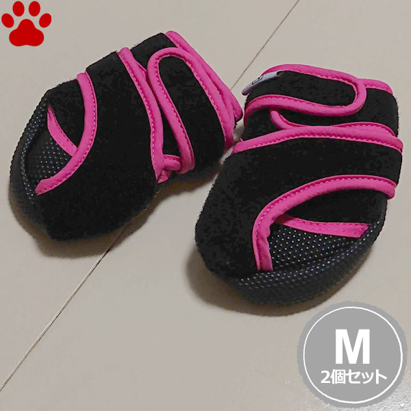 【0】 ペットアドバンス　ドッグブーツ　犬の靴　いぬたび　M　ピーチピンク　2個入大型犬　足裏保護　肉球保護　滑り止め　履かせやすい　巻く　シンプル　足袋　ブーツ　靴　靴下　シューズ　犬　布製　シューズデビュー　ブラック　黒　ピカコーポレイション