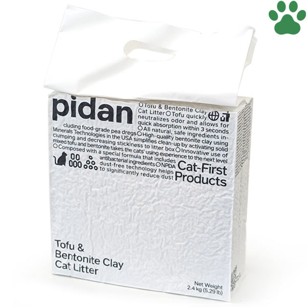 【20】 pidan 猫砂 おからベントナイトMIX 2.4kg（6L）猫用 砂 ネコ砂 トイレ砂 オカラ ベントナイト 天然素材 鉱物系 消臭 吸収 固まる 燃やせる 飛び散りにくい 小粒 サンド リター ミックス 混合 ピダン