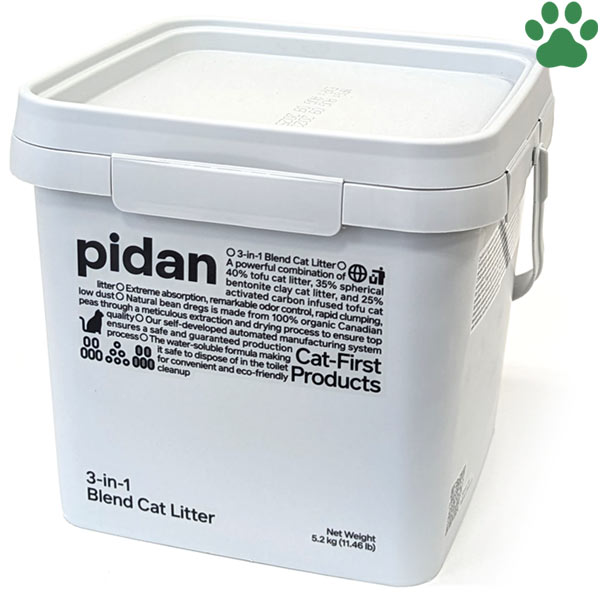 【0】 pidan 3in1ミックス猫砂 バケツタイプ 5.2kg3種類の猫砂ミックス（おから ベントナイト 活性炭入りおから）猫用 砂 猫砂 ネコ砂 トイレ砂 オカラ ベントナイト 炭 天然素材 鉱物系 消臭 吸収 固まる 燃やせる サンド リター MIX 混合 ピダン バケツ