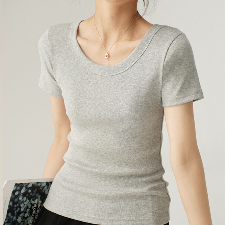 Tシャツ レディース 綿 半袖 夏 秋 春 Uネック コットン リブ 無地 ゆったり カジュアル 大きいサイズ おしゃれ シンプル ゆるっと きれいめ 着回し 汗染み防止 トップス カットソー tシャツ 半袖tシャツ インナー 白tシャツ ストレッチ 9色全