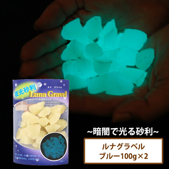 暗闇で光る夜光砂利　ルナグラベル　ブルー　100g×2袋【送料無料】［発光 ジャリ インテリア 雑貨 昭光..