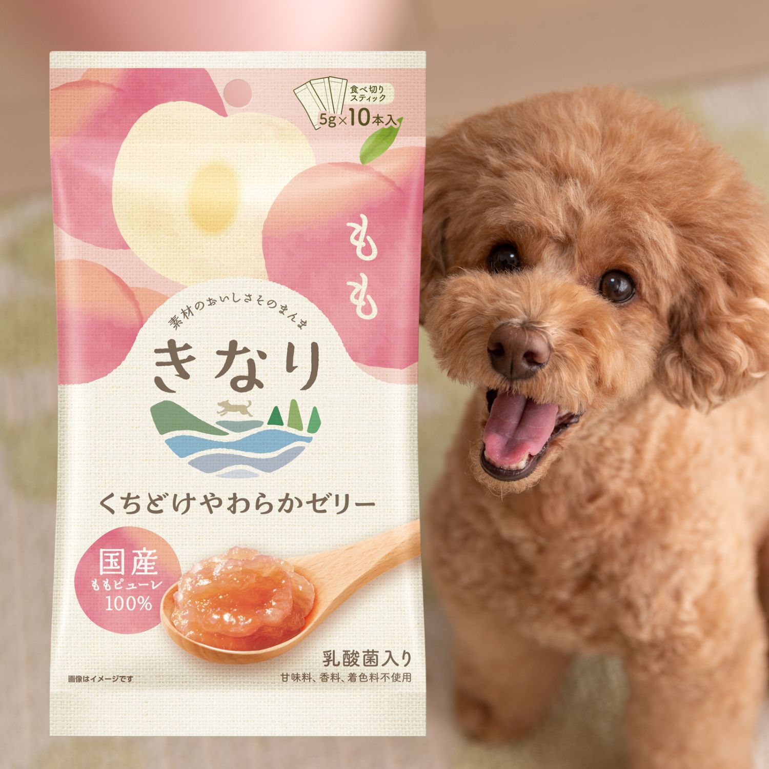 犬 おやつ 無添加 国産 | きなり くちどけやわらかゼリー　もも 5g×10本 | 犬 トッピング 無添加 国産 おやつ ゼリー ドッグフード パウチ トッピング レトルト 食いつき 老犬 小型犬 超小型犬