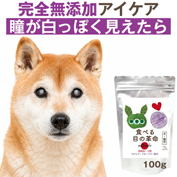 【獣医推奨】犬 猫 目のケア サプリ( 食べる目の革命 100g)無添加 ブルーベリー アントシアニン ポリフェノール ルテイン マキベリー クロレラ 目 眼 濁り 犬用 猫用 サプリメント(視力・眼のサプリメント)