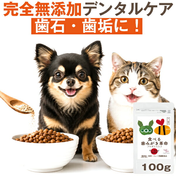 【獣医師推奨】犬 歯磨き サプリ 食べる歯磨き革命 100g 犬 口 臭い 歯石 猫 歯磨き デンタルケア 歯垢 口腔ケア 無添加 歯磨き粉