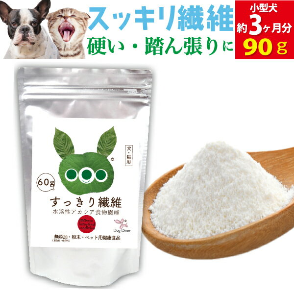 【国産オーガニック】犬猫 お通じ 腸活パウダーサプリ すっきり繊維 90g ドッグダイナー 有機アカシアファイバー 水溶性食物繊維 腸内フローラ 腸内環境 無添加 無農薬 排便 快便 便通 乳酸菌 善玉菌 毛玉対策 粉末 お腹 うんち 食物繊維 アカシア